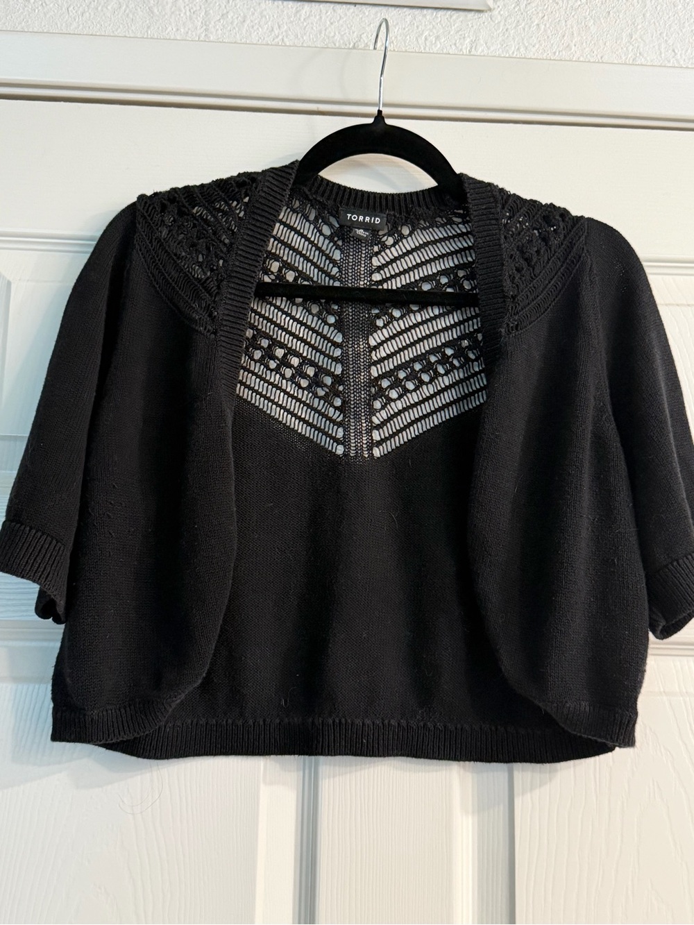 Torrid Black Cropped Open-Front Knit Shrug